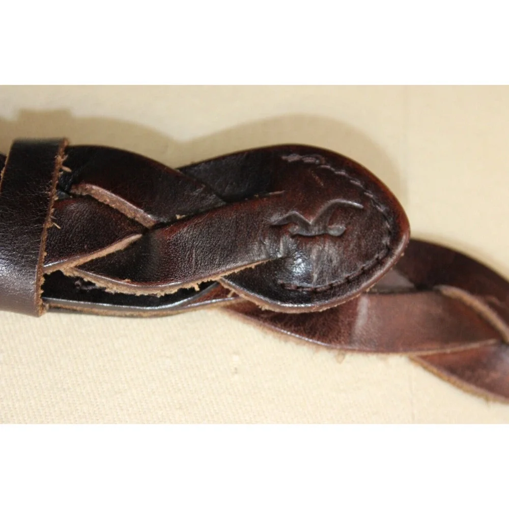 HOLLISTER Belt Size XS/S Vintage 90s California Brown Braided Logo Leather